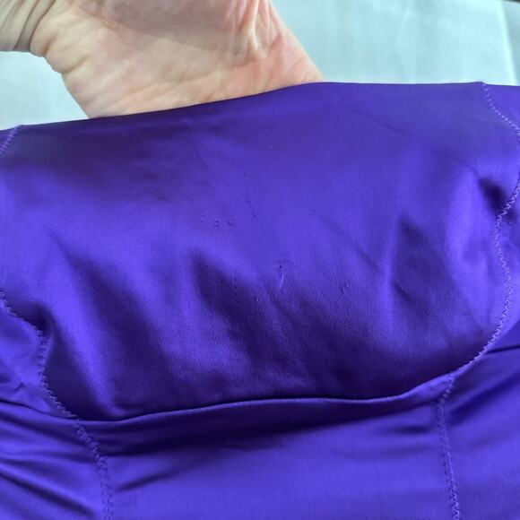 Bebe Dark Purple Satin Convertible Strapless Pencil Dress Womens Size Small - Picture 3 of 7